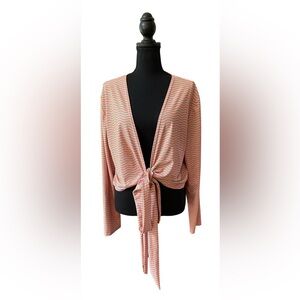 Kortni Jeane: Peach and Blue Chevron Wrap Around Tie-Front Cardigan